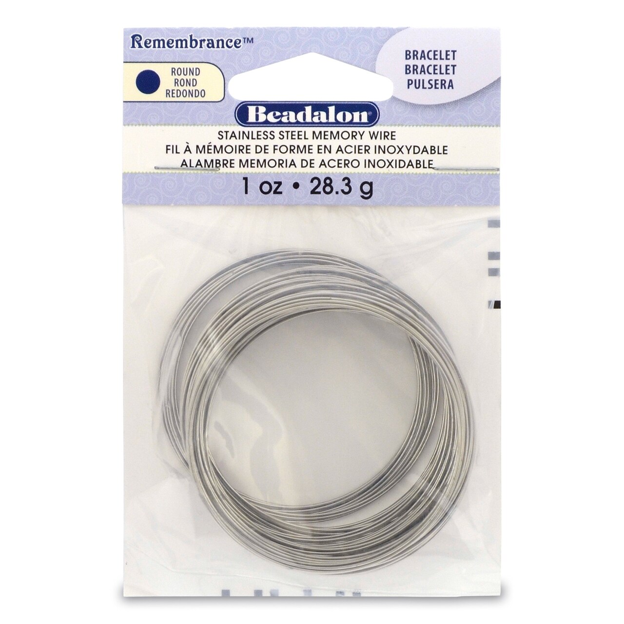 Remembrance Memory Wire, Round, Bracelet, Bright, 1 Oz (28.35 G), Appx 75 Coils/Pack